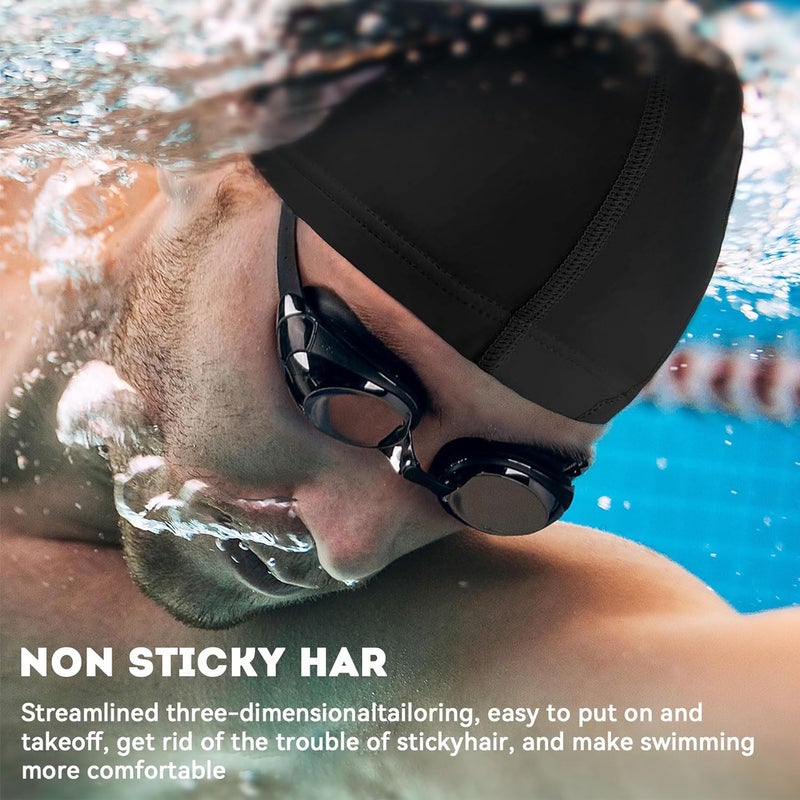 Kinwor Swim Cap for Men Women Adult, High Stretch Fabric Swim Cap, Swimming Caps Non-Waterproof - Image 3